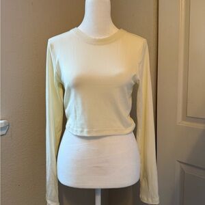 PINK Victoria's Secret Cream Long Sleeve Crop Top